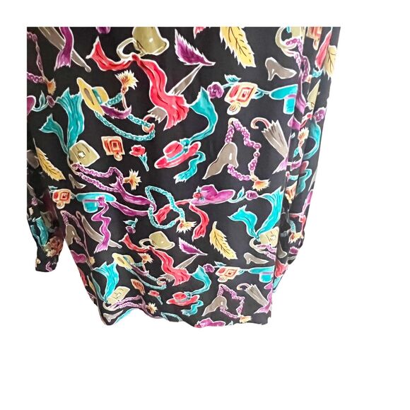 Diane Von Furstenburg Vintage Novelty Hats Feather Button Down Shirt XL Artsy - Picture 9 of 14